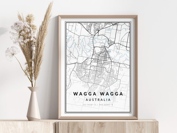 Wagga City Map Print Poster Wall Art Geographic