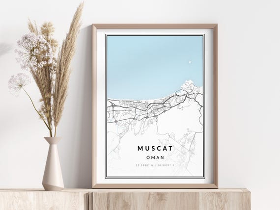 Muscat City Map Print Poster Wall Art Geographic
