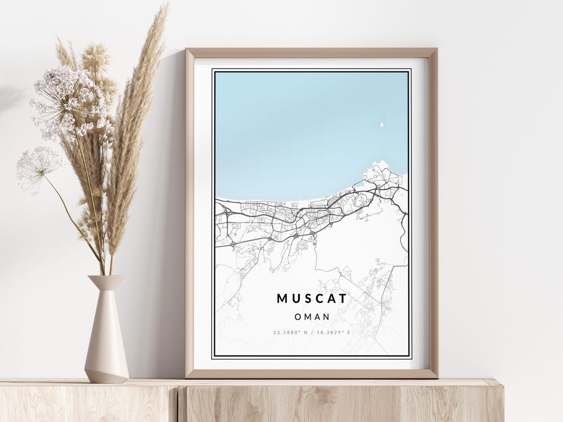 Muscat City Map Print Poster Wall Art Geographic