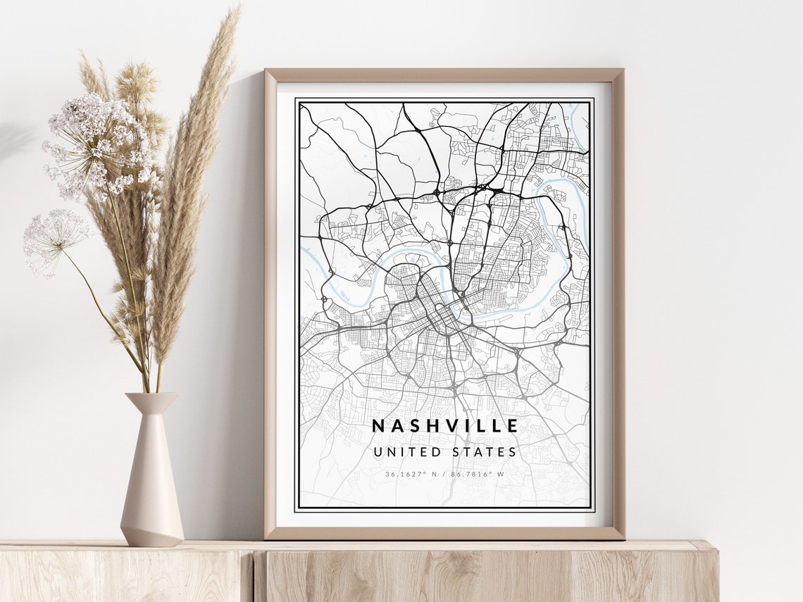 Nashville Map Print Poster Wall Art Geographic