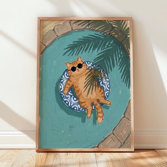 Funny Cat Poster, Funky Home Decor