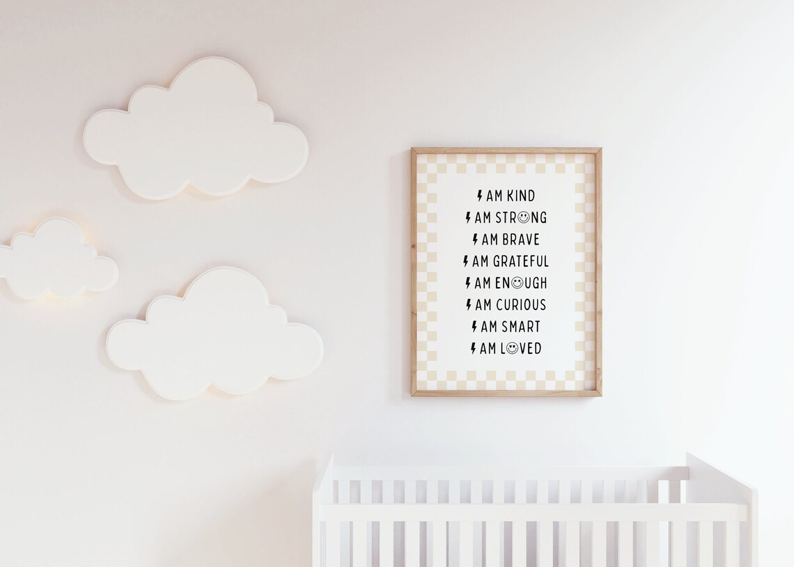 Affirmations Black Nursery Decor Kids Affirmation Poster - Image 4