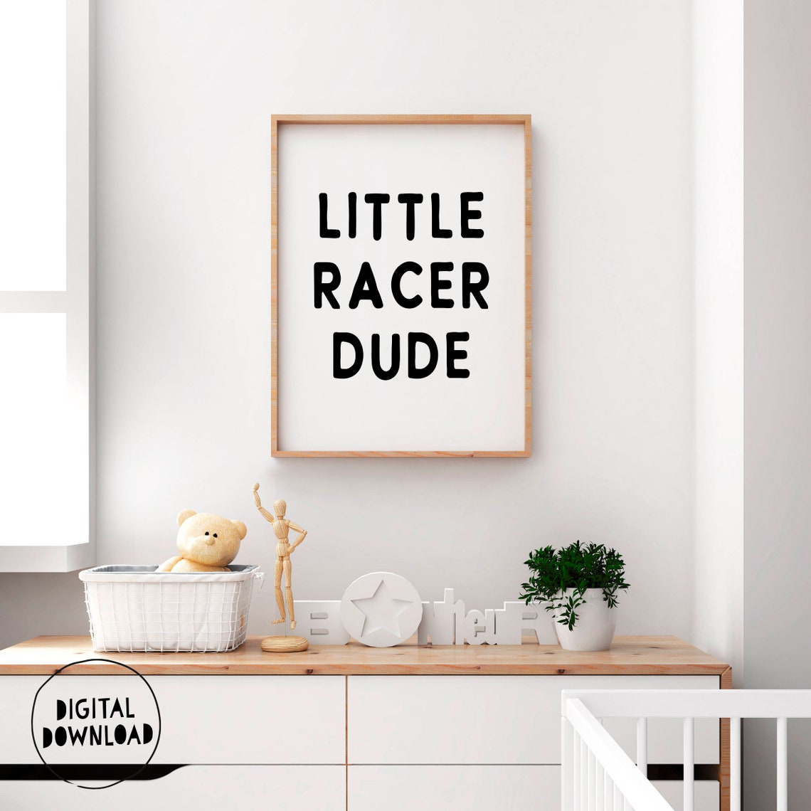 Little Racer Dude Bold Typography Racing Boys Room Poster Decor - Image 4
