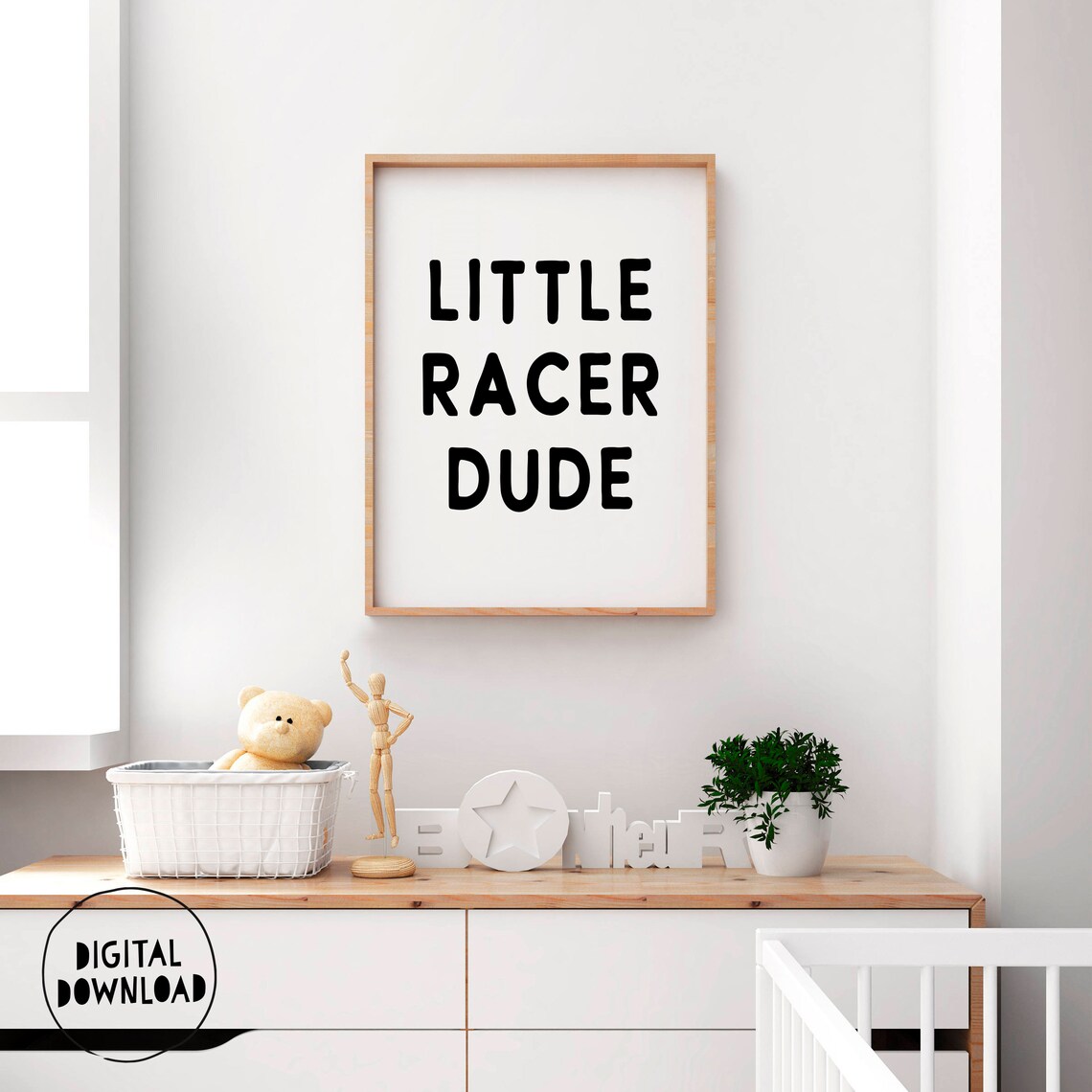 Little Racer Dude Print Race Car Nursery Decor Little Racer Dude Wall Art Car Playroom Wall Art Playroom Wall Decor Toddler Kids Room Decor - Image 4