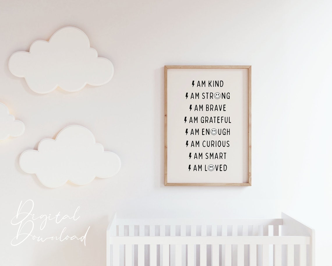 I Am Enough Lightning Bolt Positive Affirmations Kids Poster - Image 3