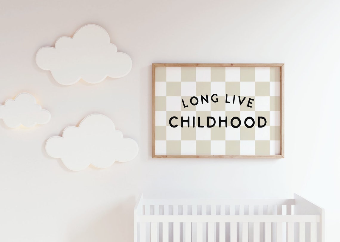 Long Live Childhood Bold Lettering Checkerboard Nursery Poster - Image 5