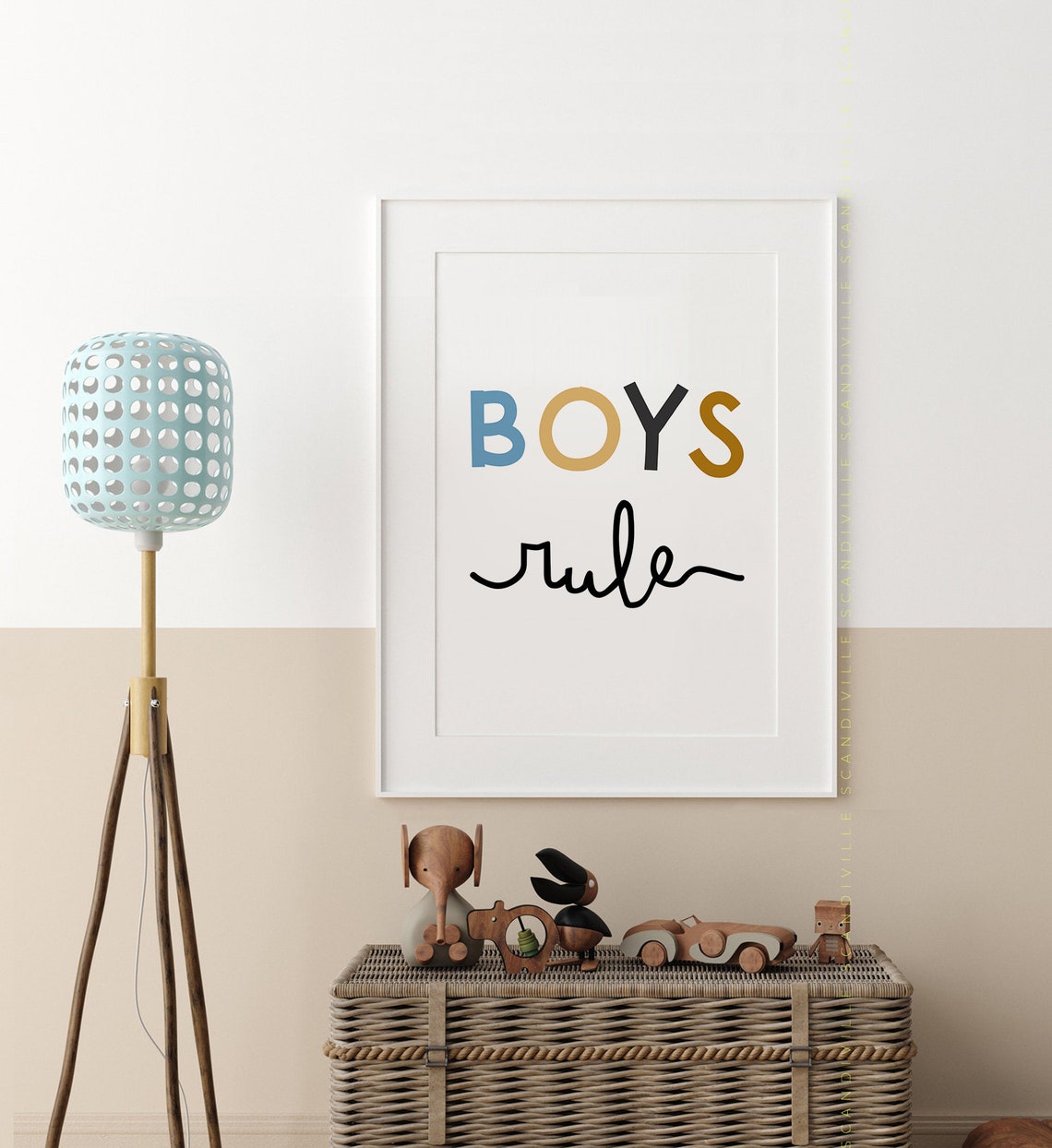 Boys Rule Colorful Lettering Script Quote Boys Bedroom Poster - Image 3