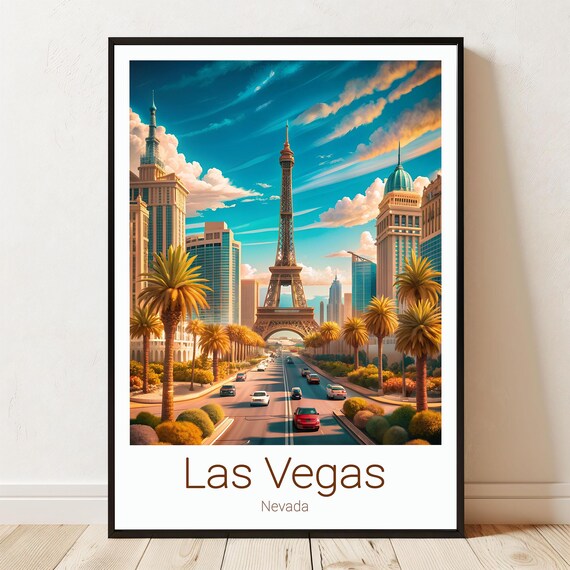 Las Vegas Nevada Eiffel Tower Replica Casino Strip Travel Poster