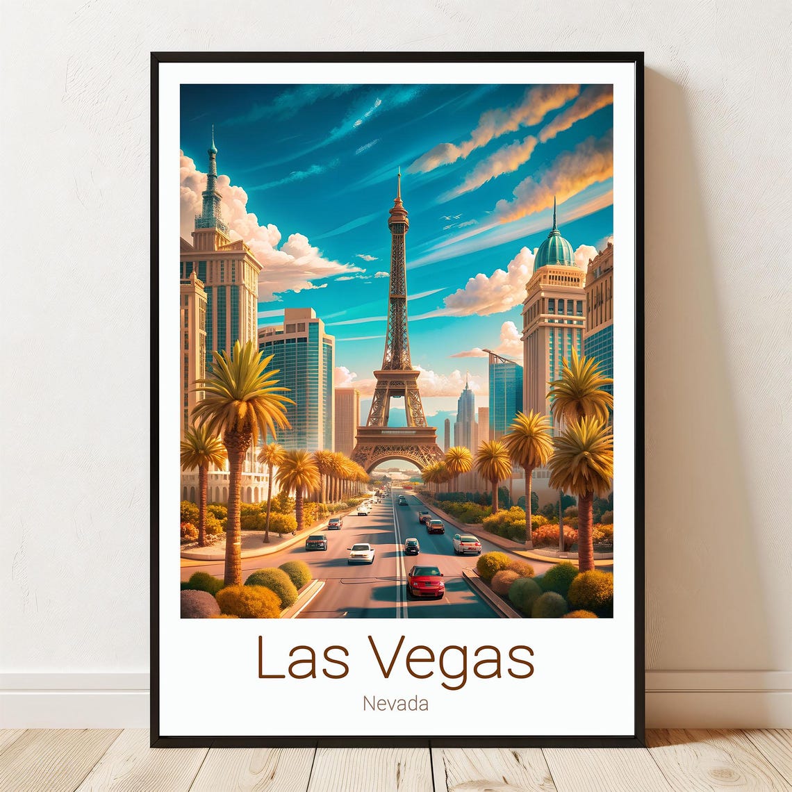 Las Vegas Nevada Eiffel Tower Replica Casino Strip Travel Poster