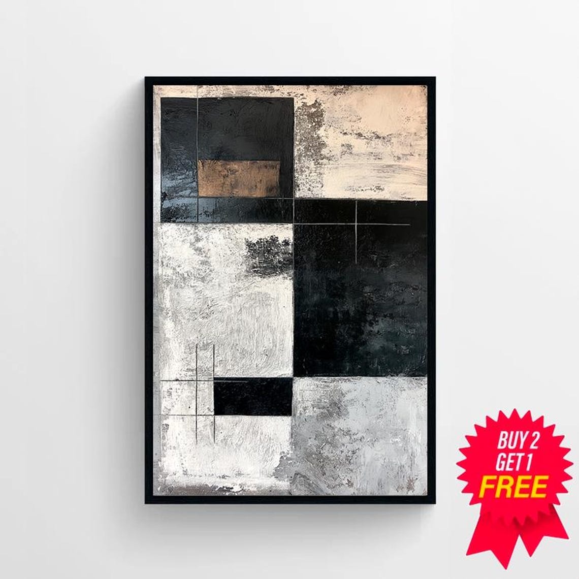 Wabi Sabi Wall Art Wabi Sabi Abstract Art Prints Black And Beige Abstract Art Modern Minimalist Wall Art - Image 4