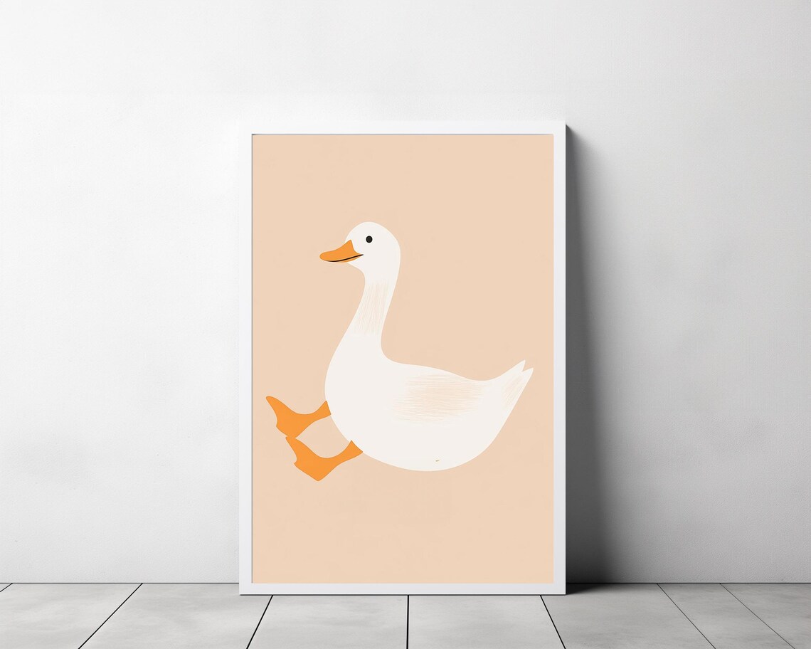 Silly Goose on a Peach Background Minimalist Kids Room Art Poster - Image 3