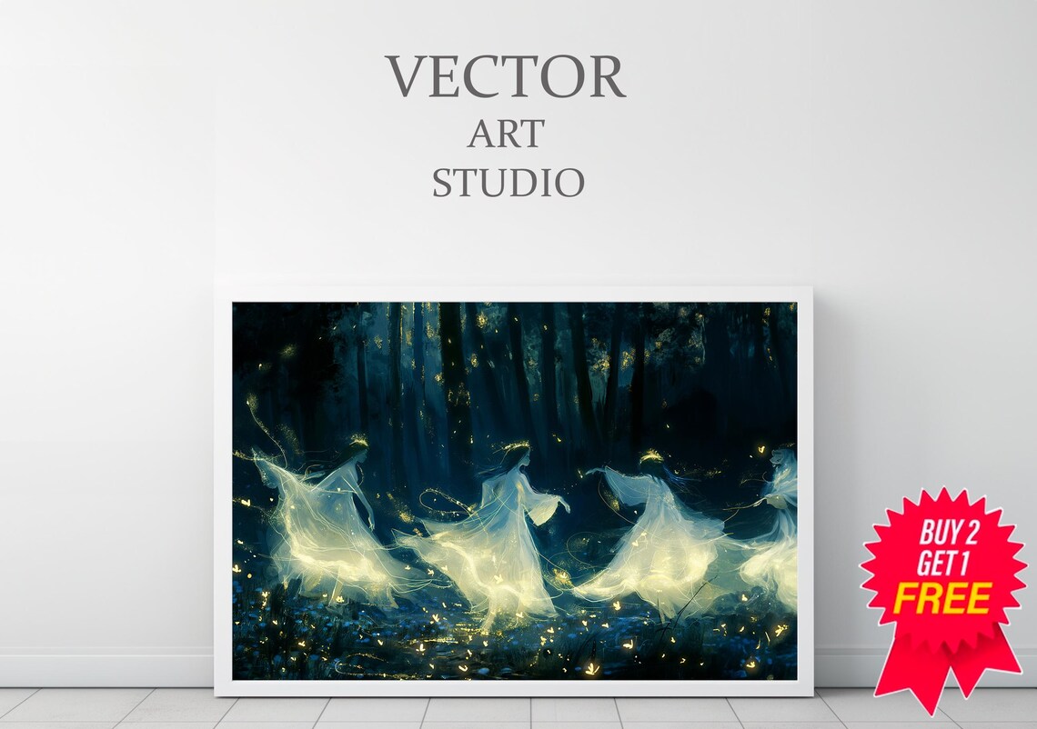 Fairies Vintage Wall Art Fae Witchy Moody Wall Art Dark Art Cottagecore Girls Room Decor Girly Whimsical Wall Art - Image 3