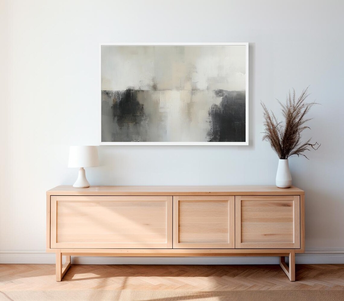 Abstract Beige and Gray Minimalist Neutral Modern Painting Poster - Image 2
