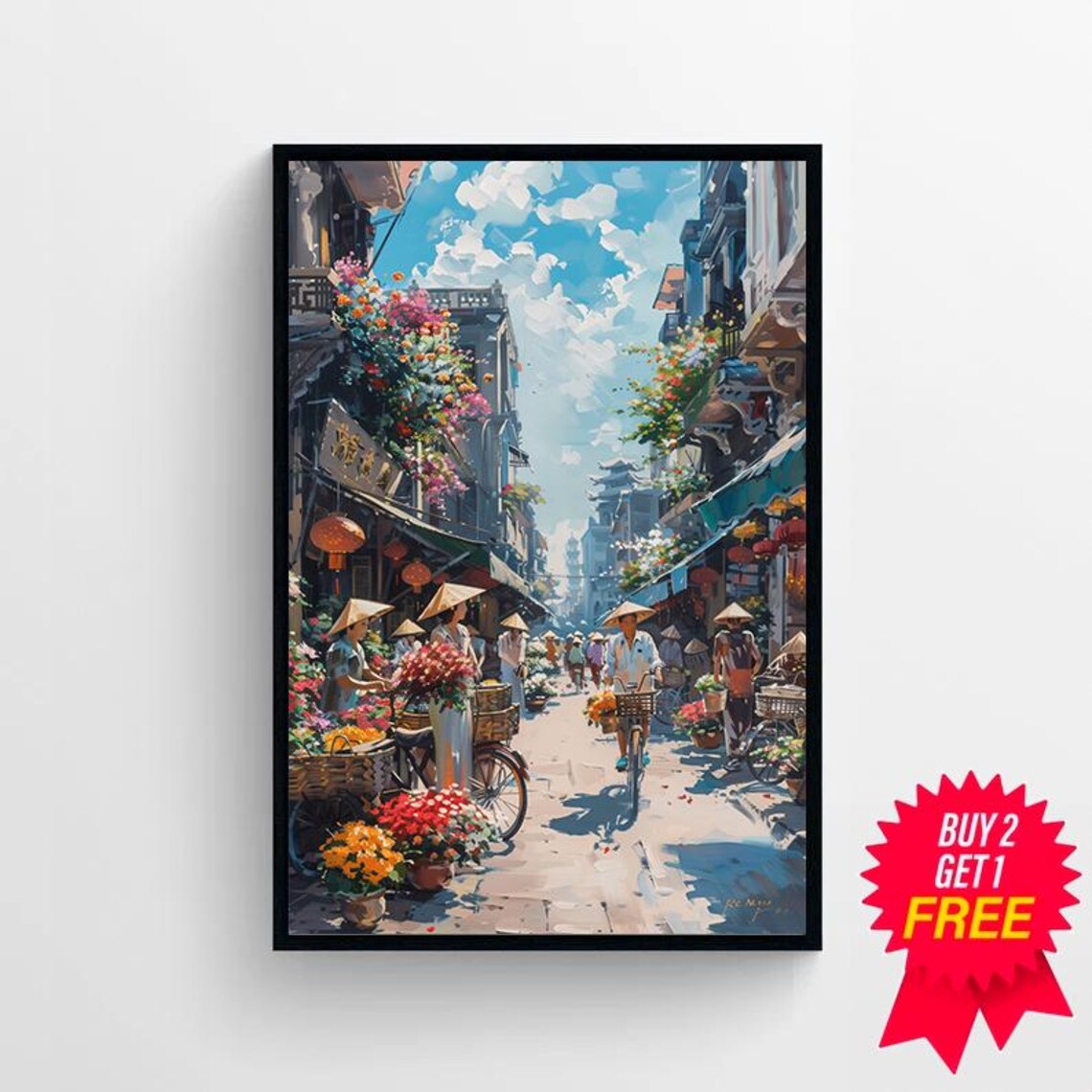 Busy Streets Of Hanoi Travel Poster, Vietnam Decor - Image 4