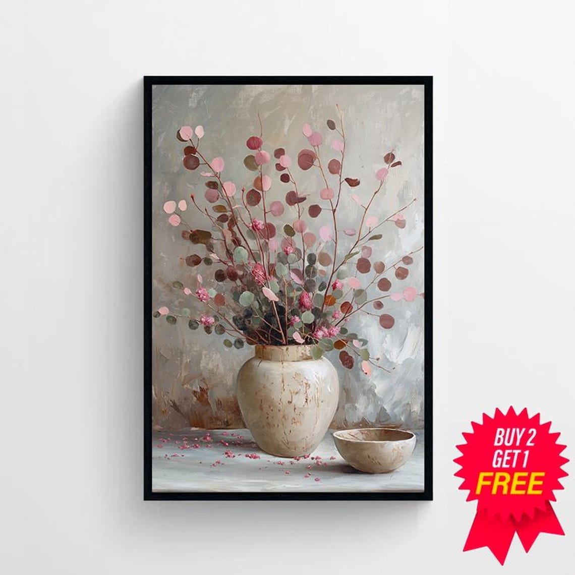 Olive Tree Stems Painting Muted Toned Art Art - Image 4