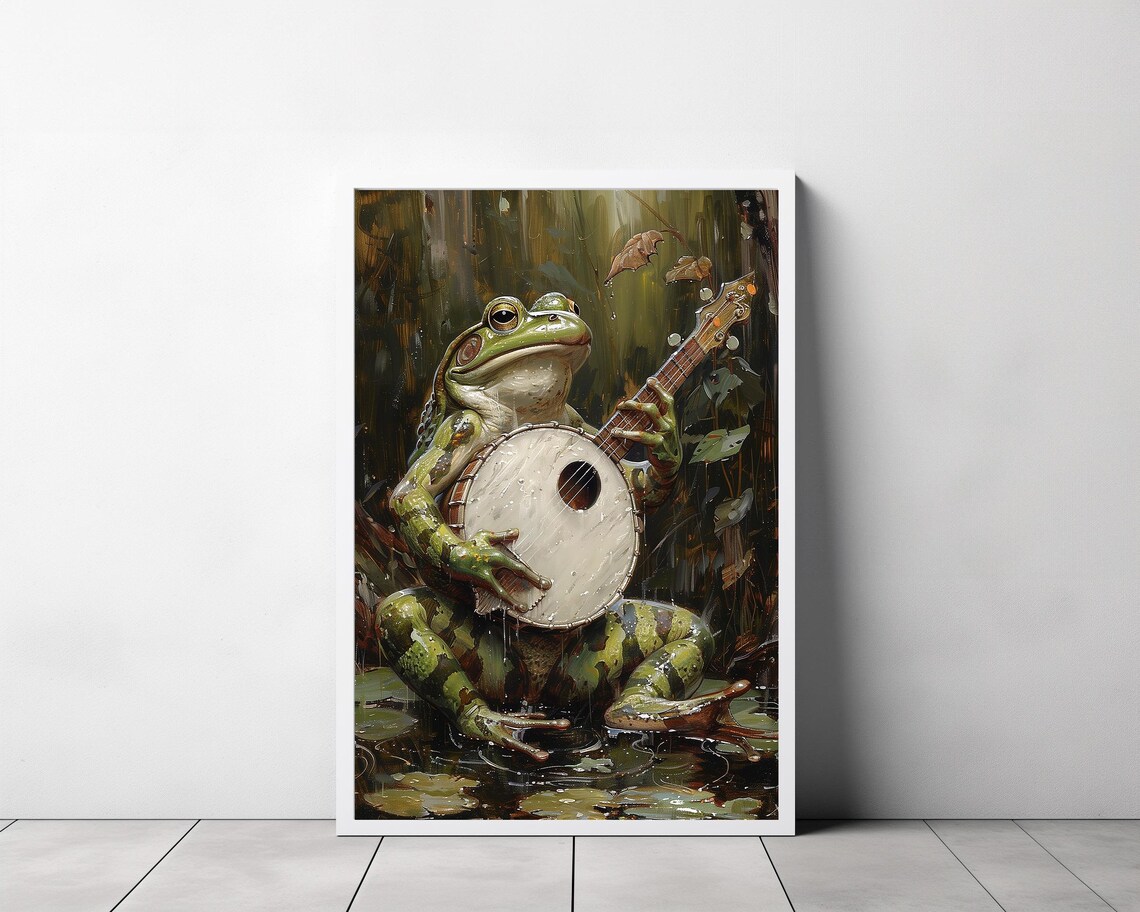 Banjo Frog Vintage Poster, Funny Animal Art Print - Image 3