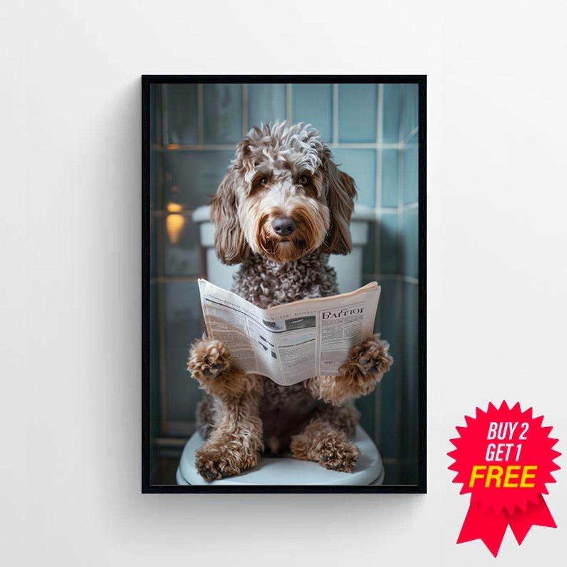 Labradoodle Auf Toilette Und Liest Zeitung Badezimmer Bild Badezimmer Deko Labradoodle Geschenk Einrichtung Ideen Badezimmer Funny Picture - Image 4