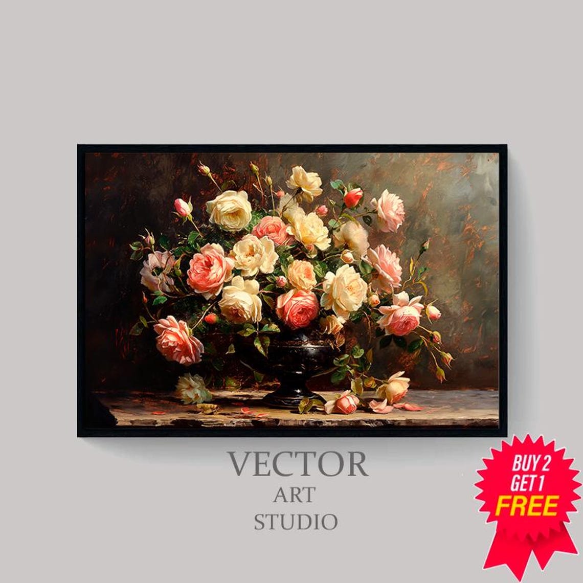 Moody Floral Print Vintage Art Moody Vintage Art - Image 4