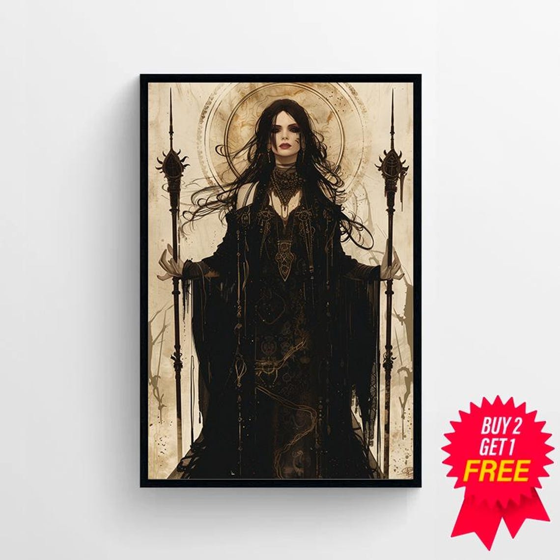 Hecate Dark Greek Goddess Holding Twin Torches Gothic Art Poster - Image 4