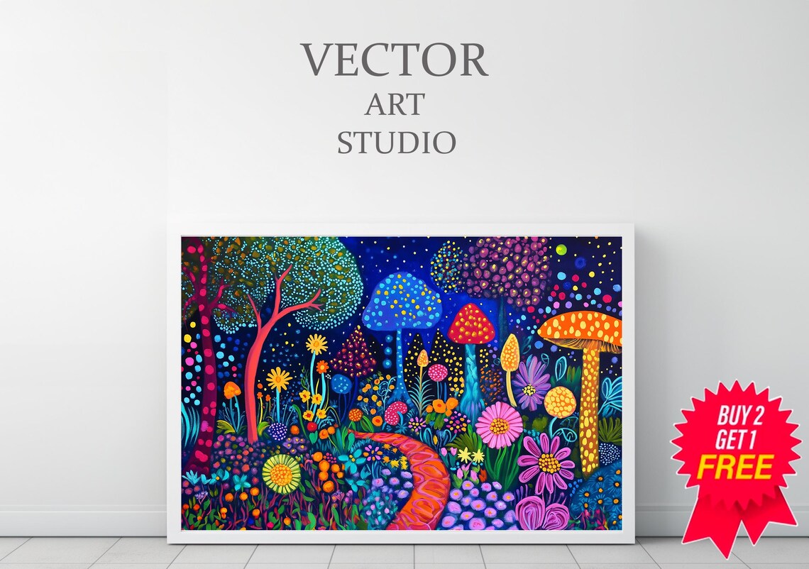 Yayoi Kusama-Inspired Japandi Japanese Art Print - Image 3