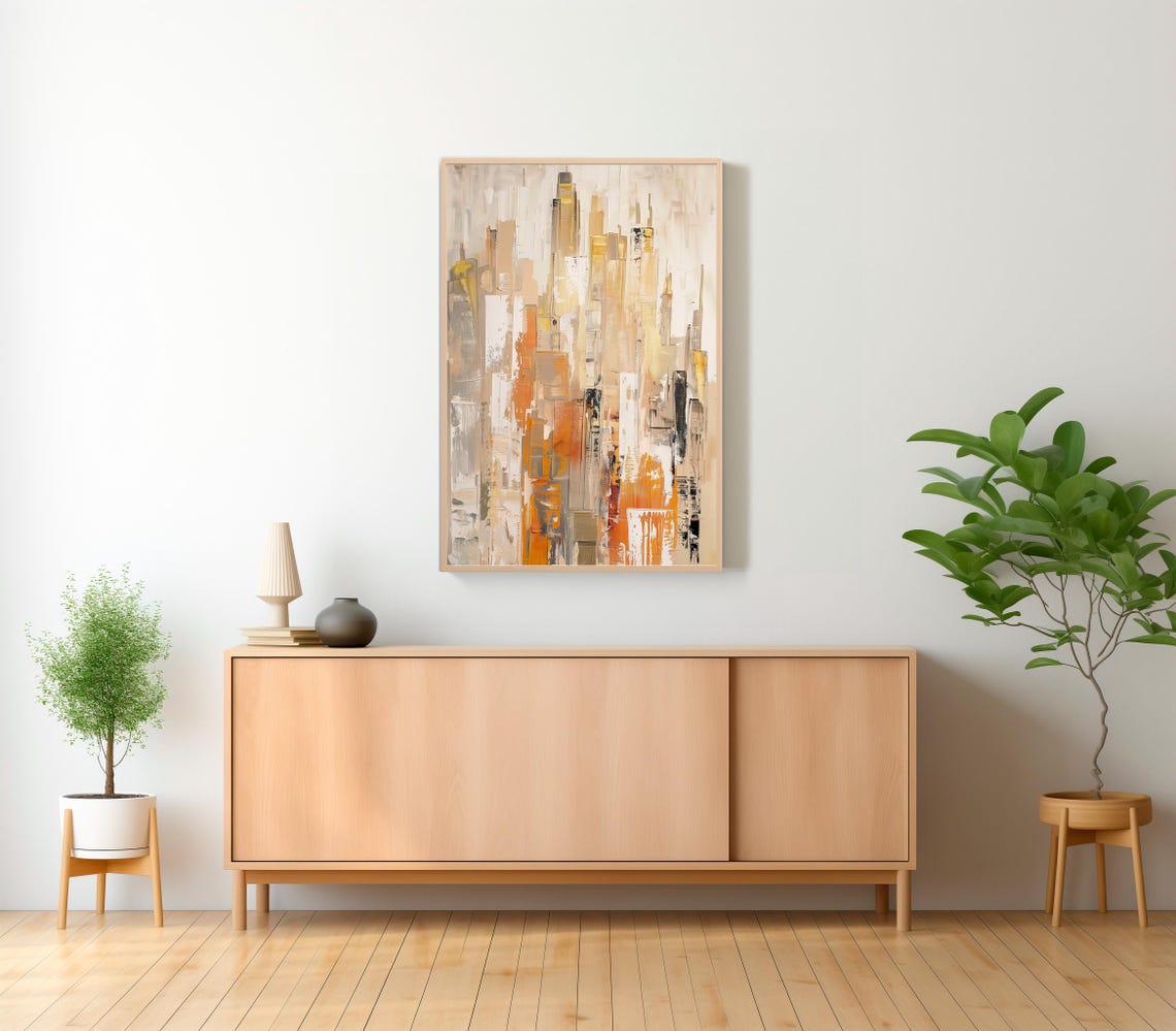 Contemporary Wall Art Geometric Abstract Painting Gold And White Art - Image 2