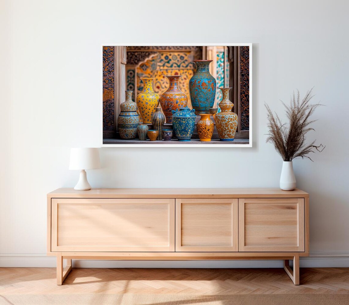 Morrocan Product Pottery Moroccan Vase Moroccan Wall Art African Art Colorful Art Print Prints Ethnic Print - Image 2