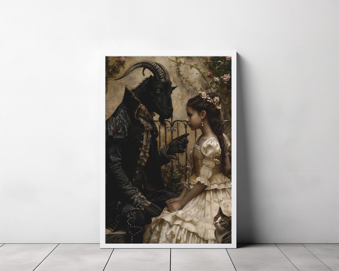 Old Nick the Horned Demon Gentleman with a Young Witch Gothic Poster - Image 3