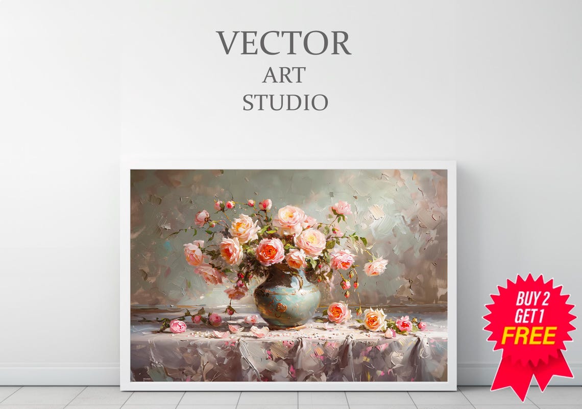 Frame Tv Art Pink Flowers Still Life Dark Moody Floral Tv Picture Tv Art Spring Frame Tv Art Mothers Day Pink Roses - Image 3