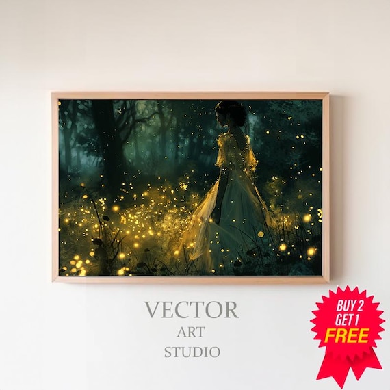 Fairies Witchy Vintage Wall Art Moody Wall Art Dark Cottagecore Sage Green Wall Art Girly Whimsical Wall Art