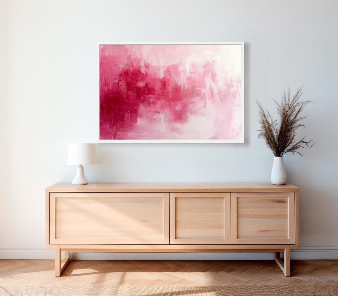 Soft Pink Blush Dreamy Abstract Color Field Watercolor Wash Poster - Image 2