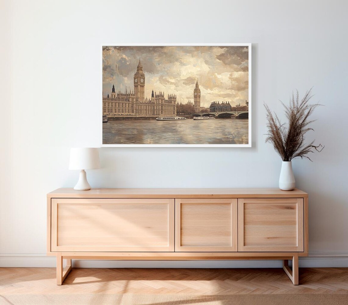 London Big Ben and the Houses of Parliament Vintage Travel Poster - Image 2