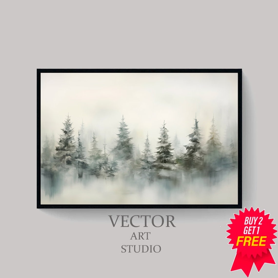 Moody Winter Forest Landscape Frame Tv Art Evergreen Trees Oil Painting Christmas Decor Rustic Vintage Christmas Screensaver - Image 4
