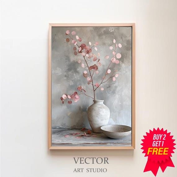 Olive Tree Stems Painting Muted Toned Art Art
