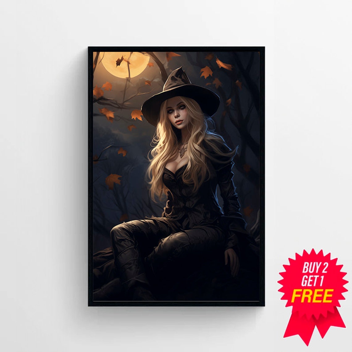Witch Girl With The Moon Dark Academia Gothic Victorian Witch Decor Vintage Poster Art Poster Print - Image 4