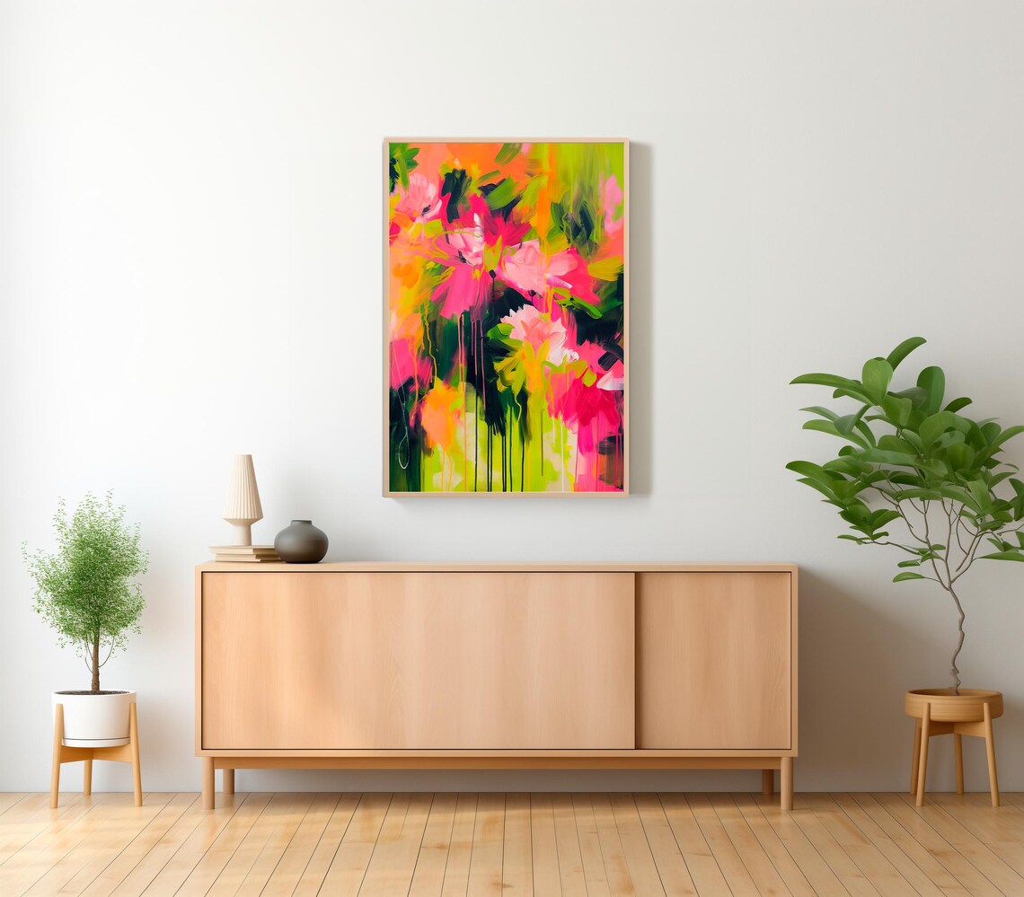 Colorful Abstract Floral Maximalist Modern Gallery Style Art Print - Image 2