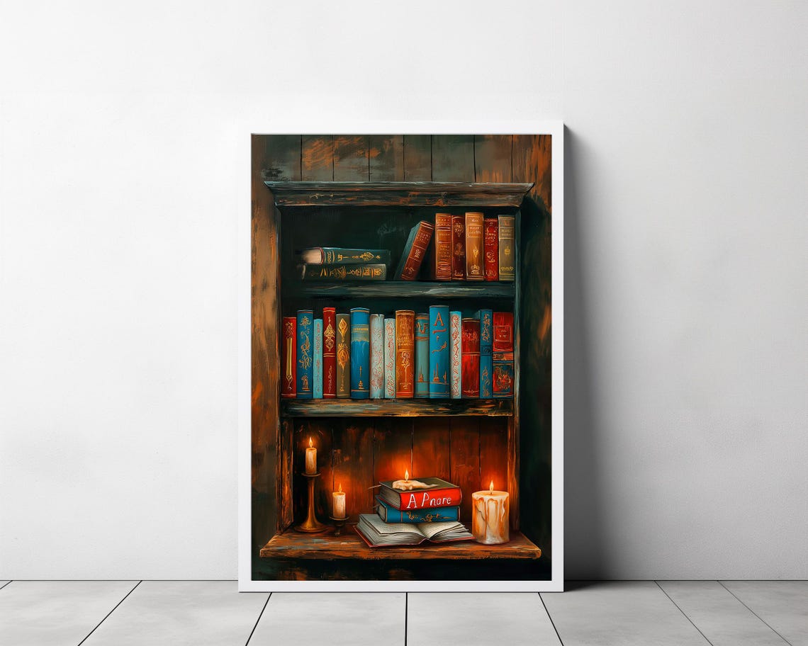 Victorian Book Shelf Vintage Poster Art Poster Print Dark Academia Reading Gifts Gothic Victorian - Image 3