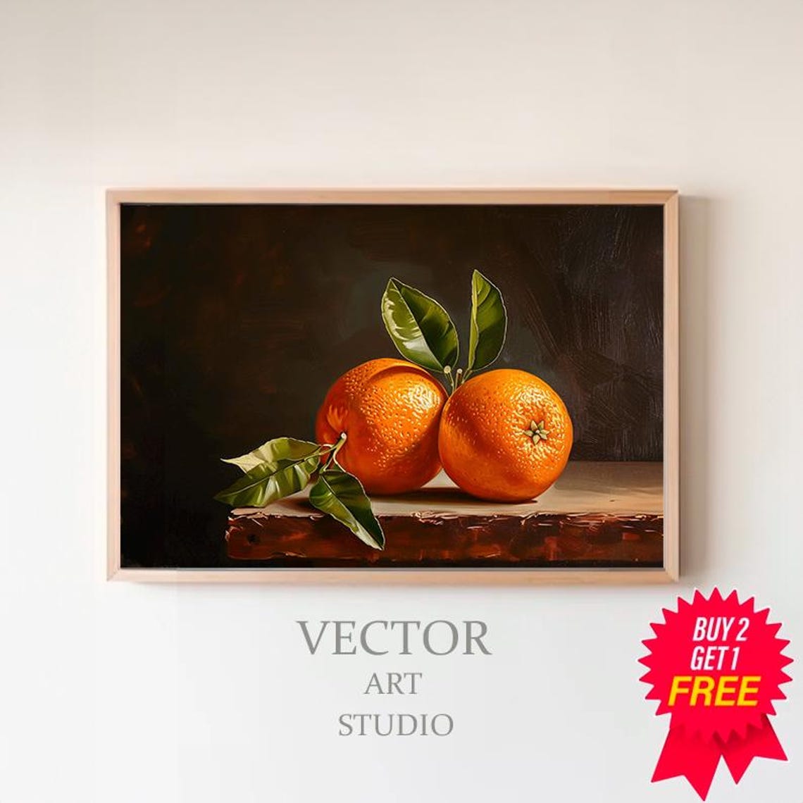 Clementine Still Life Oil Painting Kitchen Wall Art Moody Citrus Fruit Print French Country Decor Vintage Orange Tangerine