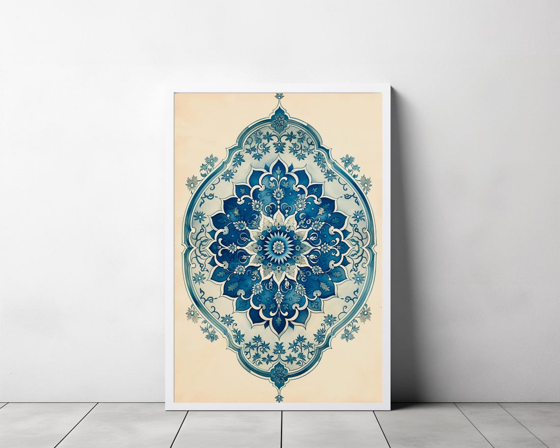 Islamic Geometric Art Artful Pattern Art Modern Islamic Wall Art Boho Islamic Poster Floral Tile Print Eid Decoration Muslim Home Decor - Image 3