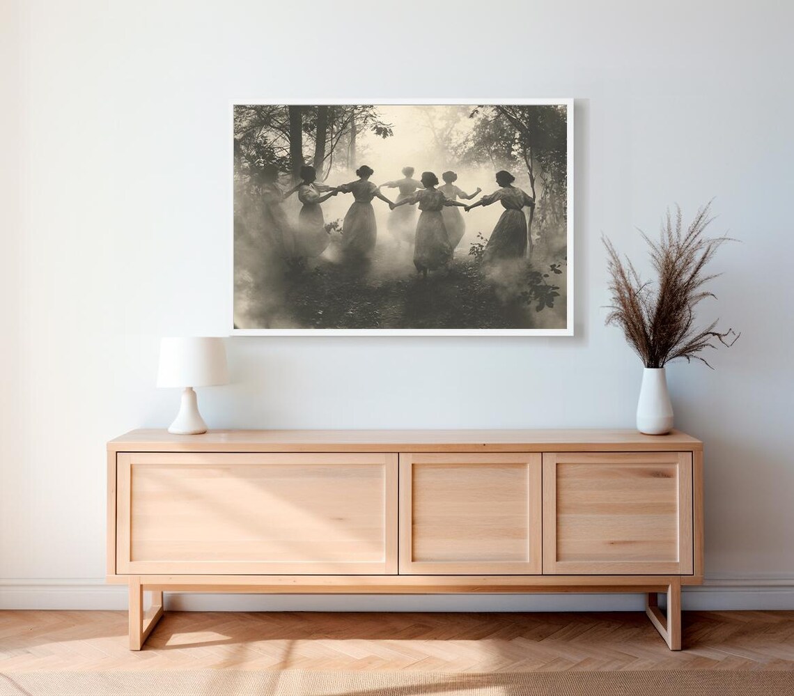 Circle of Dancing Witches Vintage Photography Dark Occult Poster - Image 2