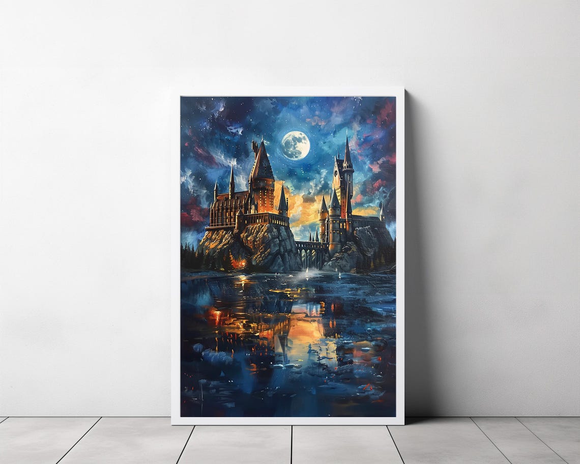 Wizarding Inspired Poster Vintage Wizard School Wizard World Van Gogh Painting Vintage Castle Decor Wall Art - Image 3
