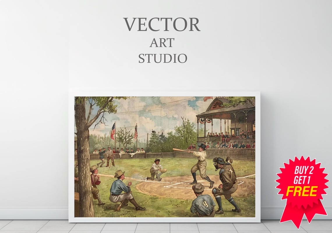 Baseball Print Vintage Prints Sports Poster Baseball Fan Gift Vintage Baseball Art Ball Bat Glove - Image 3