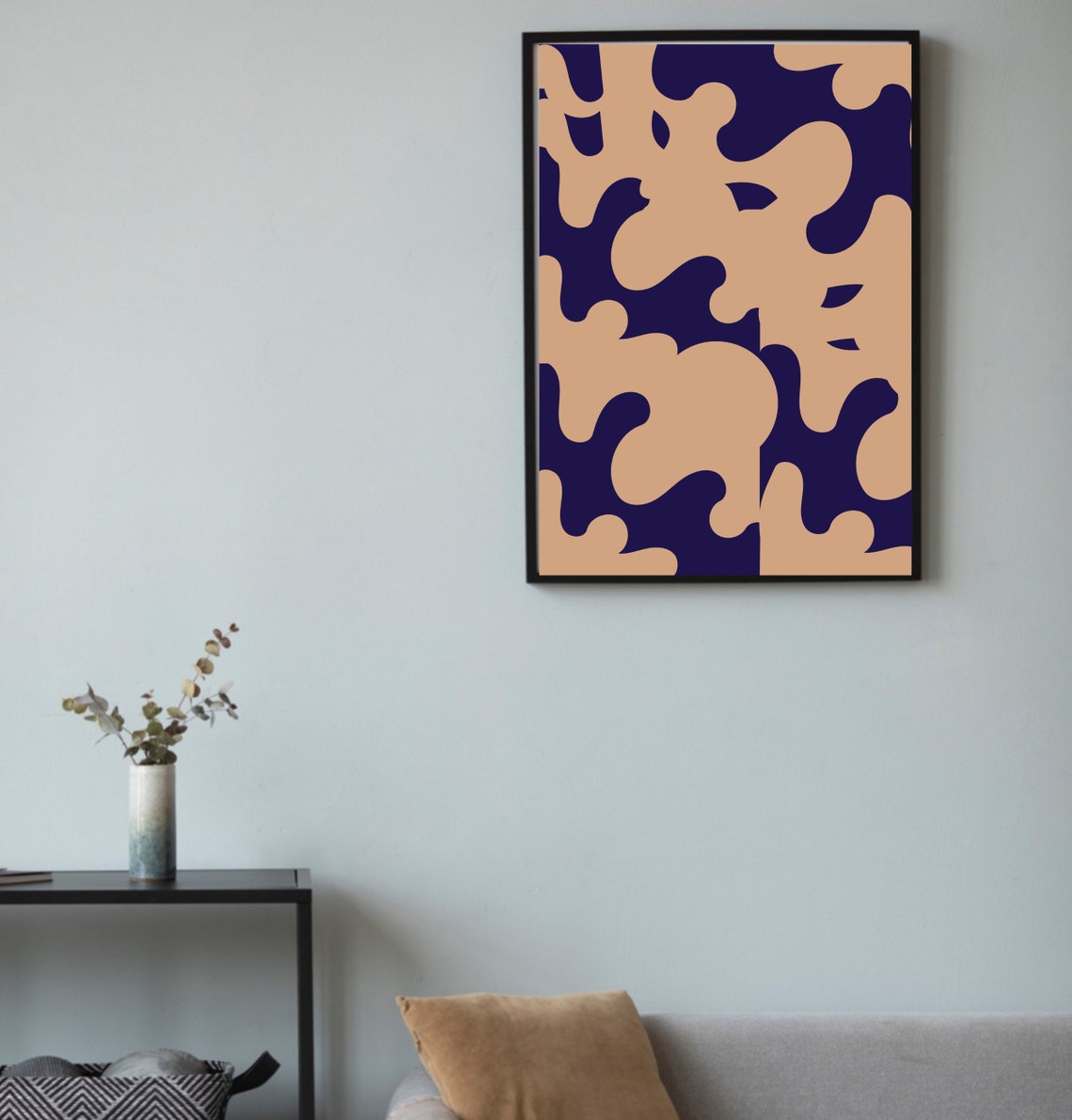 Modern Abstract Wall Art Color Splash Wall Art Print Navy Blue Beige Abstract Wall Art Home Decor - Image 3