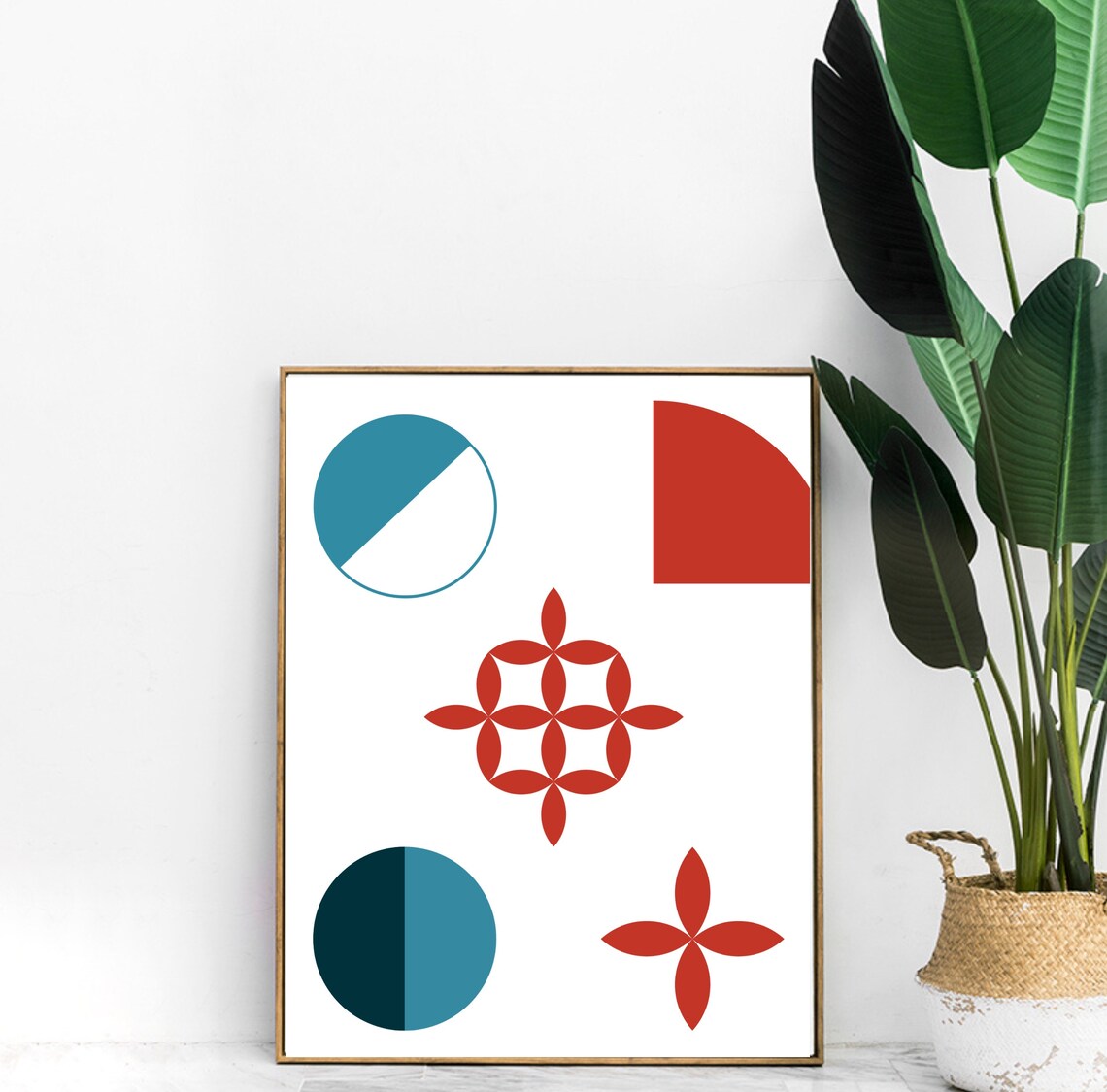 Midcentury Modern Geometric Shapes, Wall Art Print
