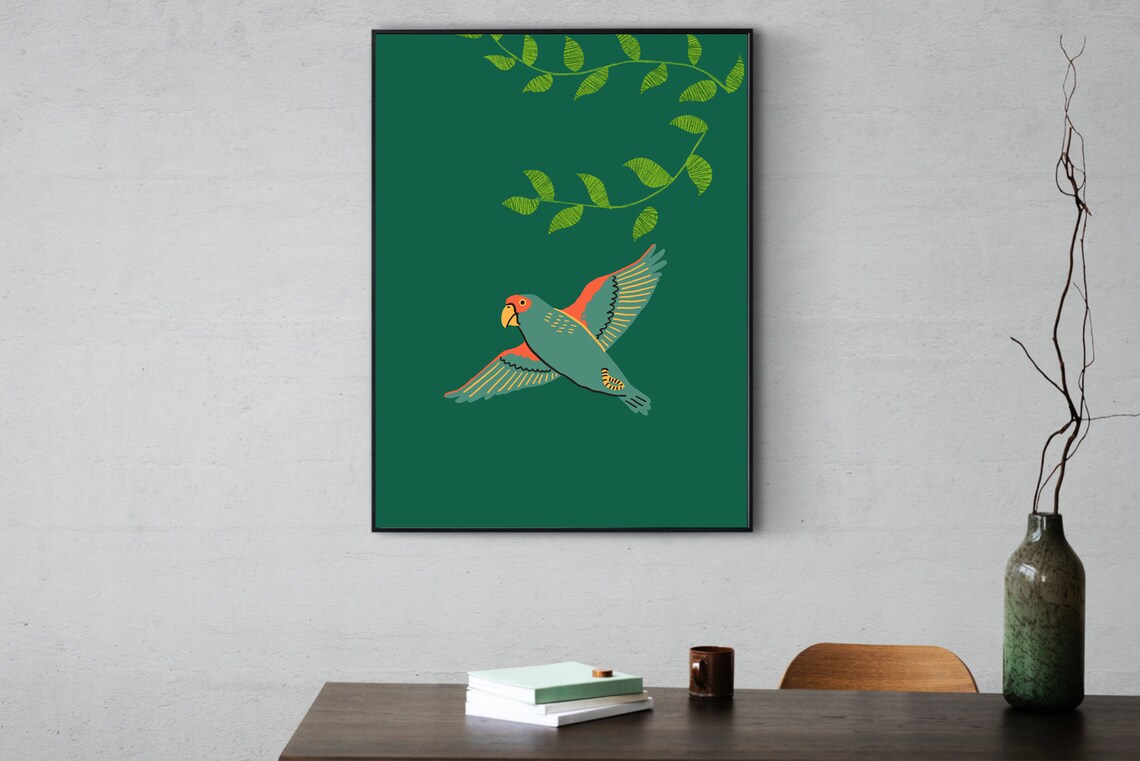 Bird Artwork, Contemporary Abstract Decor