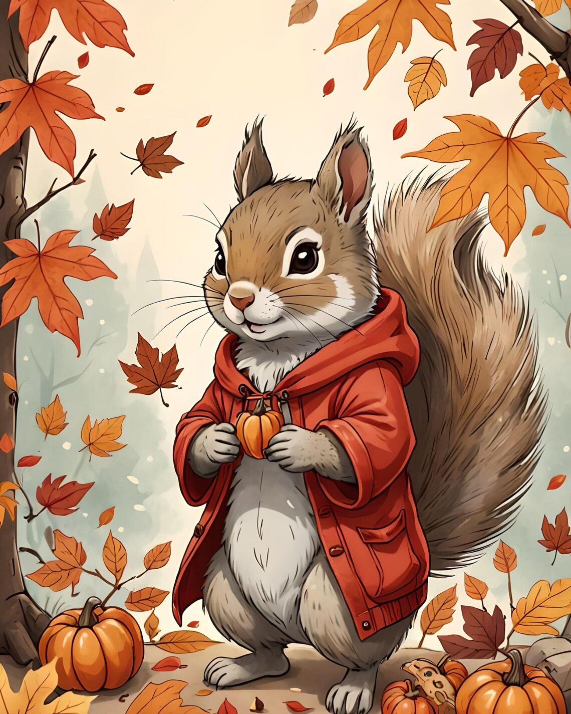 Cute Squirrel in a Fall Outfit, Fall Decorations - Image 2