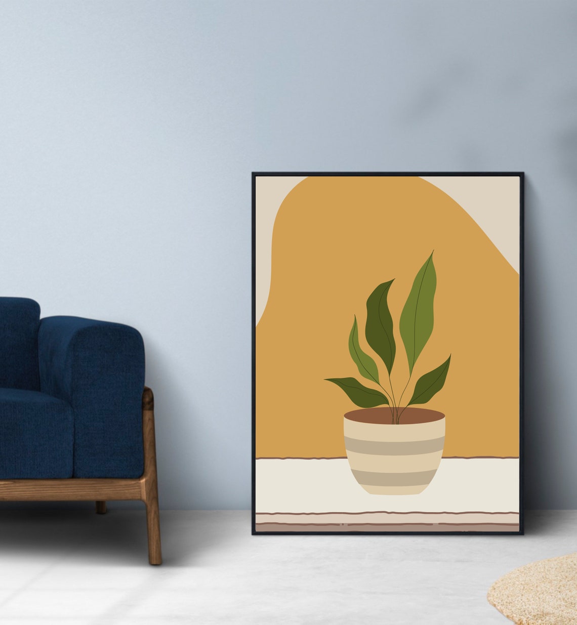Boho Potted Plant Mustard Arch Earth Tones Botanical Wall Poster - Image 2