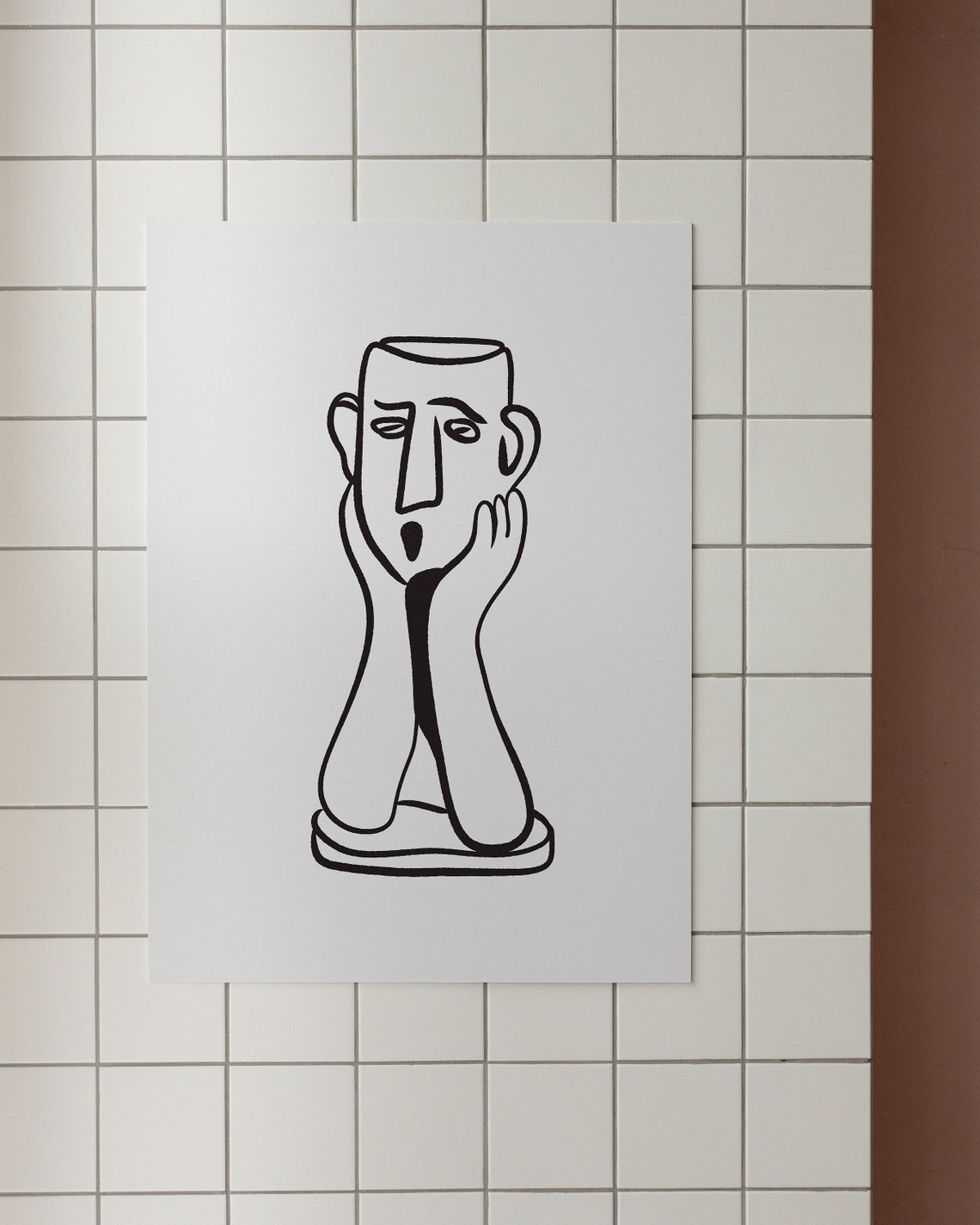 Abstract Black White Line Face Picasso Style Minimal Art Poster - Image 3