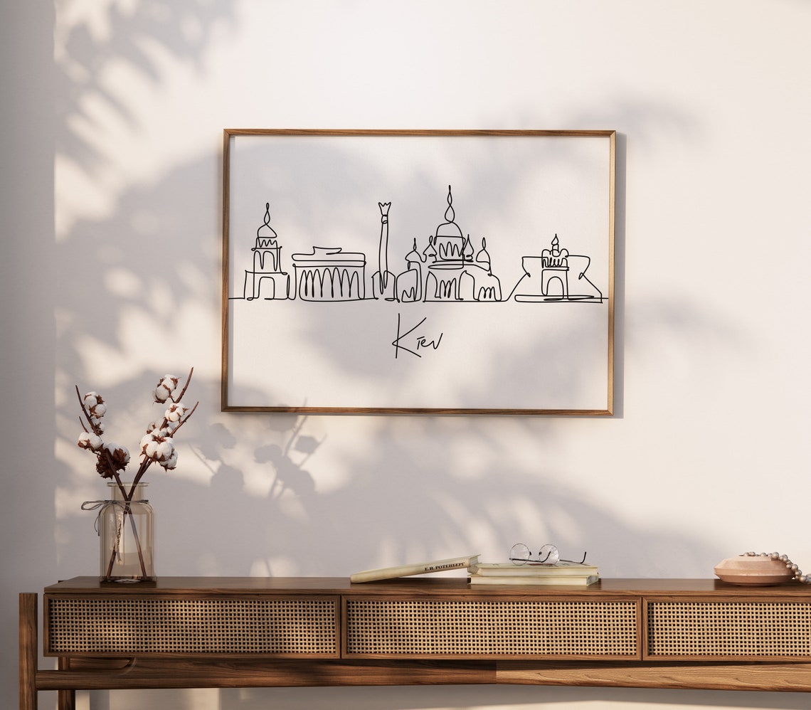 Kiev Skyline Horizontal City Skyline Art Instant Kiev Decor Travel Wall Art Wall Art - Image 4