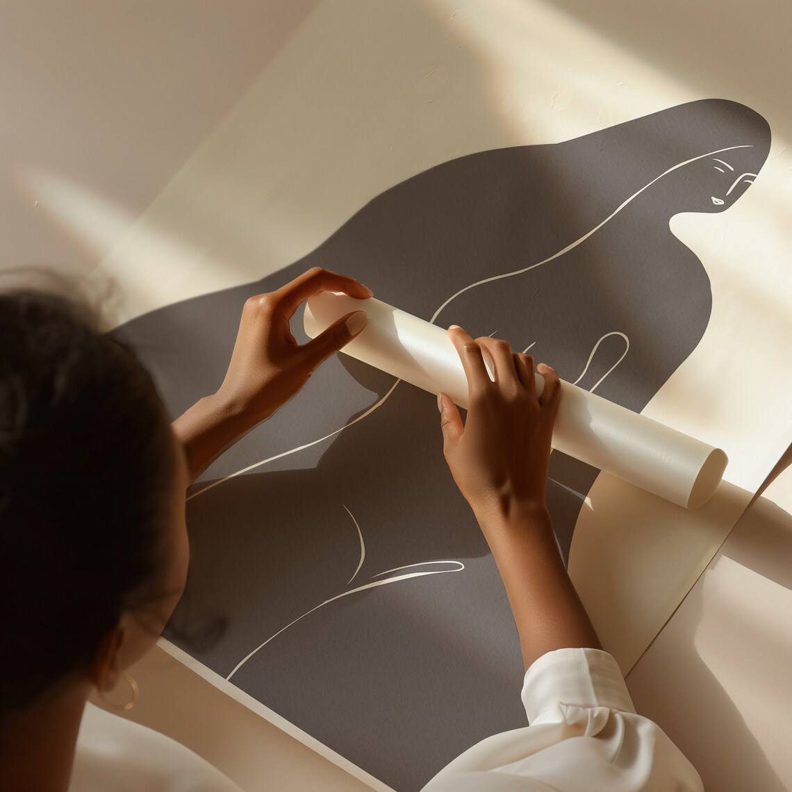 Gray Abstract Woman Silhouette Matisse Style Cut Out Art Poster - Image 4