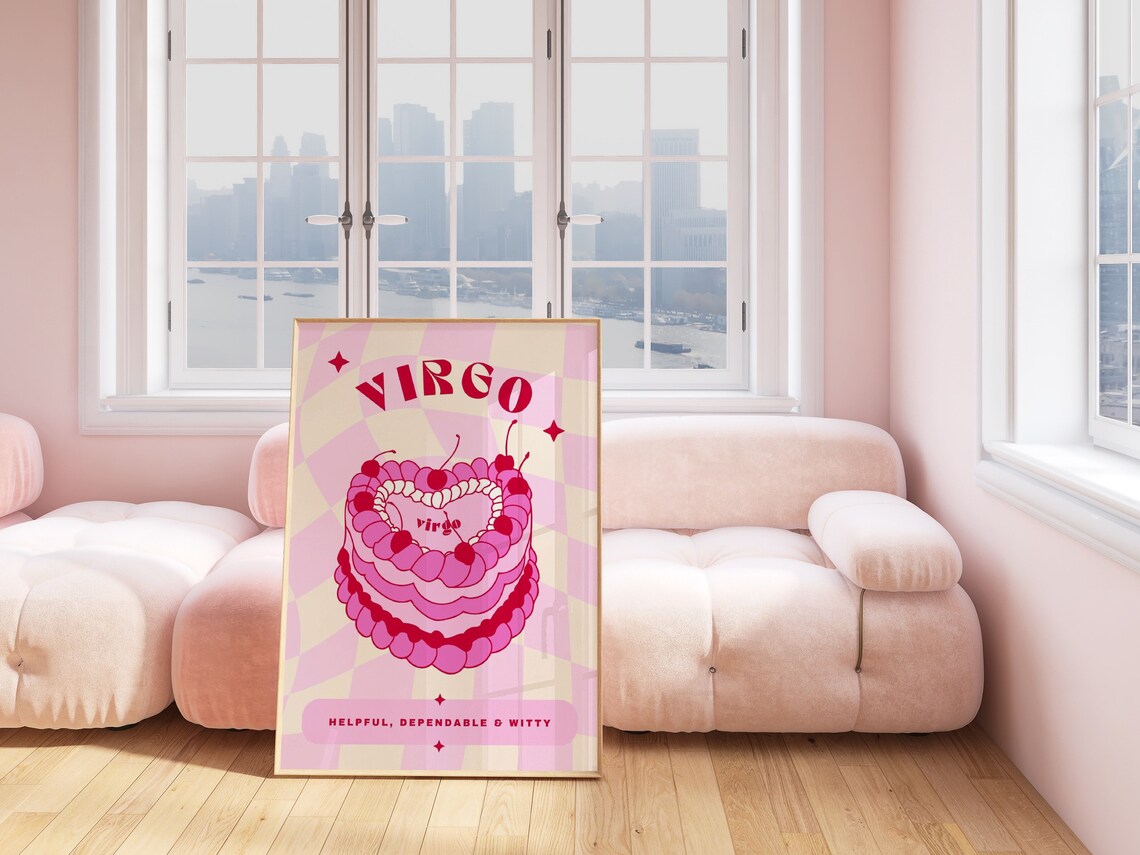 Virgo Birthday Cake Zodiac Star Sign Art Print - Image 2